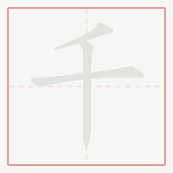 Step-by-step stroke order for 千