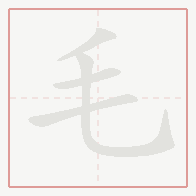 Step-by-step stroke order for 毛