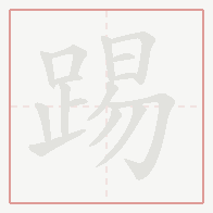 Step-by-step stroke order for 踢